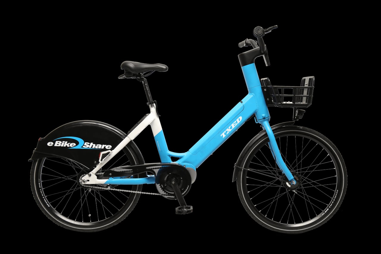 Dockless electric bike sharing setup using TXED banner bike