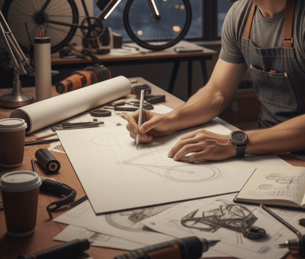 Close-up of e-bike components, illustrating the deep customization options available.