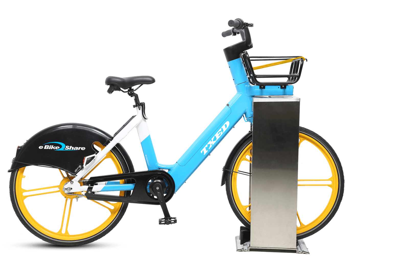 Wireless charging solution for shared e-bikes, highlighting its flexibility and clean design.